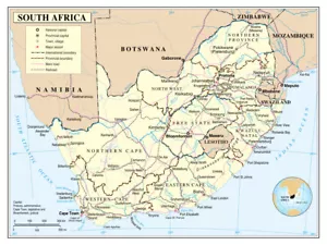 Sudáfrica Provincia Política Administrativa Carretera Ferrocarril Ciudad Mapa País - Imagen 1 de 1
