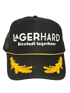 Cappello ricamato LaGERHard Bierstadt Lagerhaus Beer LA Brewery nero cuciture oro - Foto 1 di 11