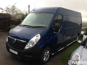 Side Bars + 4 Step Pads - Tapered Ends To Fit Renault Master MWB 2010-2018 Steel - Picture 1 of 2