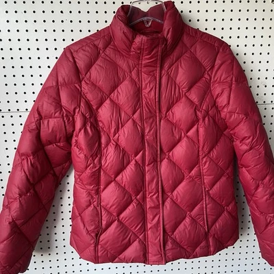 Jaqueta Eddie Bauer Feminina XL Alta Vermelha 700 Preenchimento Ganso Acolchoado Puffer EB700 - Imagem 1 de 4
