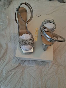 ALDO Silver Sparkling Heels SIZE-10W Brand New - Picture 1 of 6