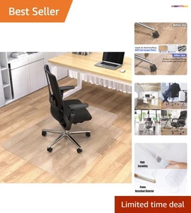 Durable 120x90CM Clear PVC Chair Mat - Protects Hardwood Floors Effortlessly - Picture 1 of 11