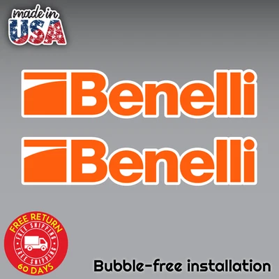 2X Benelli Orange Decal Sticker 3M US MADE Truck Case Shotgun Firearm Hunting - Image 1 of 4