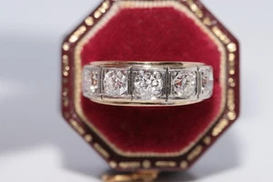 Anillo de banda decorado con diamantes naturales de oro de 18 quilates de la década de 1970 vintage - Imagen 1 de 16