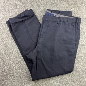 Incotex Chinolino Pants Mens 38 Navy Blue Classic Pattern B Linen Blend Italy - Picture 1 of 19