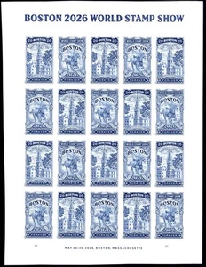 NDC 2025, Boston 2026 World Stamp Show Imperf Pane / Sheet without die cuts NDC - Picture 1 of 1