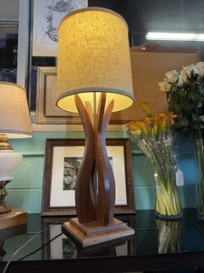 Mcm Wood Walnut Sculpture Table/Accent Lamp - Picture 1 of 10