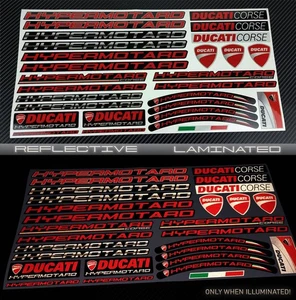 Reflective decals stickers set for Ducati Hypermotard 696 821 950 1100 Laminated - Picture 1 of 7