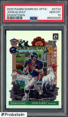 2020 Donruss Optic Downtown #DT24 John Elway Denver Broncos HOF SSP PSA 10 - Image 1 of 2