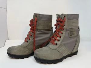 Sorel Stiefel Damen 7 Lexie II Keilabsatz Stiefelette grau Freizeit Schnürung NL3046-052 - Bild 1 von 8