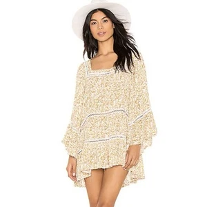Free People Talk About It Tunika Top Kleid Ivory Gr. XS Blumen Spitze Schlagärmel - Bild 1 von 13
