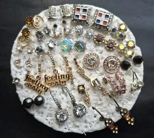 KONVOLUT OHRSTECKER STRASS/KRISTALL MEHRFARBIG DURCHBOHRT  - Bild 1 von 10