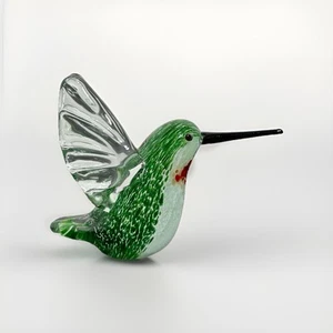 Hummingbird Glass Art 4" Figurine by Dynasty Gallery in Green Red White - Picture 1 of 7