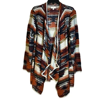LUCKY BRAND Aztec Print Open Cardigan Plus Size 1X Longline Outdoors - Image 1 of 4