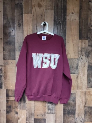 Sudadera con capucha vintage de los 90 Washington State Cougars - grande borgoña para hombre Foto 1 de 4