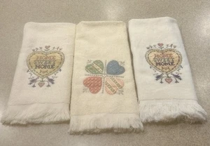 3 Vtg Kitchen Hand Towels Unused Embroidered Quilted Farm House Kitchen Works - Picture 1 of 13