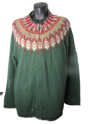 Винтажный Susan Bristol свитер молнии XL Angora праздник вязаный красный зеленый Рождество - Изображение 1 из 4