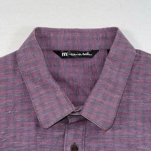 Travis Mathew Shirt Men XL Purple Textured Golf Button Up Short Sleeve Casual - Picture 1 of 10
