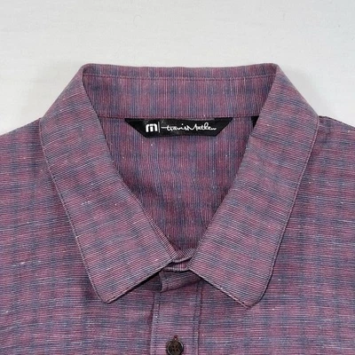Travis Mathew Shirt Men XL Purple Textured Golf Button Up Short Sleeve Casual - Image 1 of 4