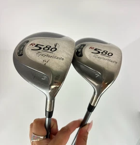 Lot of 2 TaylorMade R580 3 and 7-Wood Titanium RH Graphite Shaft Reg Flex - Picture 1 of 16