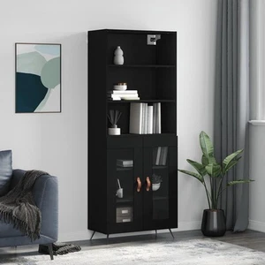 Highboard Black 69.5x34x180 cm Engineered Wood - Picture 1 of 12