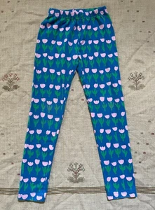 Hanna Andersson Blue Tulip Print Full Length Cotton Leggings, Size 130 - Picture 1 of 3