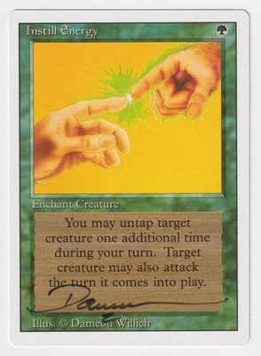 Signed Instill Energy NM Revised Edition Artist Dameon Willich 1994 MTG Magic! - Image 1 of 2