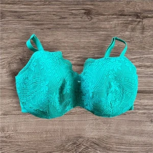 Sujetador Balconette Cacique Lane Bryant Verde Esmeralda Encaje Suave Talla Grande 38H - Imagen 1 de 8