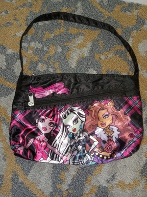 Cartera Monster High Mattel 2013 pequeña de nailon 2 bolsillos. Draculaura, Clawdeen & Fra Foto 1 de 4