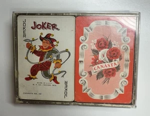 Vintage Canasta Playing Cards in Box With Rose Design With 4 Jokers No. 66 W.P. - Picture 1 of 14