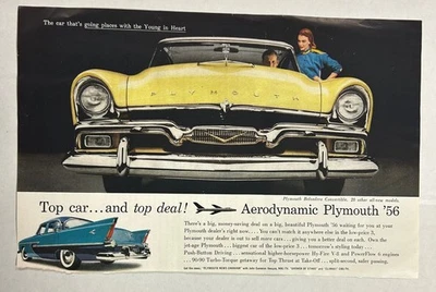 Anuncios impresos vintage de sedán Plymouth Belvedere 1956 convertible y sedán 1953 ~ LOTE de 2 ~ ORIG Foto 1 de 4
