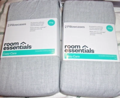 Juego de 4 fundas de almohada de lino look king size gris claro 20 x 40 Room Essentials Foto 1 de 2