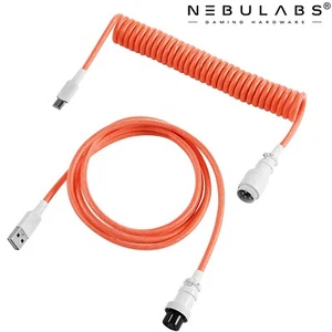 Custom Coiled Aviator GX16 USB-C Mechanical Gaming Keyboard Cable 4ft - Orange - Picture 1 of 3