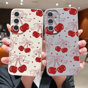 Cherry Pattern For Samsung S25 Ultra S24 S23 S22 A15 A55 A54 Soft TPU Case Cover - Picture 1 of 21