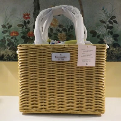 NWT KATE SPADE SAM NATURAL WICKER LEMON ZEST MEDIUM SATCHEL HANDBAG MSRP $399.00 - Image 1 of 4
