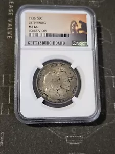 1936 Gettysburg Commemorative Half Dollar 50c NGC MS64 - Picture 1 of 2