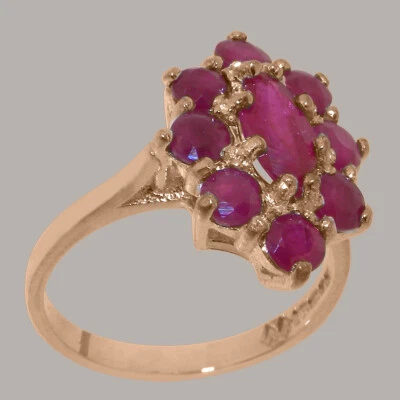 Solid 9k Rose Gold Natural Ruby Womens Cluster Ring - Sizes 4 to 12 - Image 1 of 4