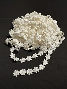 DE COLECCIÓN 17 YARDAS Borde Borde Flor Margarita Crema Blanco Casa de Campo Artesanía - Imagen 1 de 7
