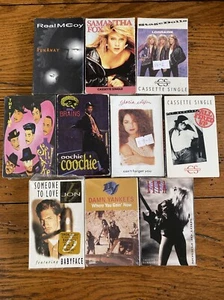 10x Cassette Tape Singles Cassingles Lot Of 10 Lita Ford Samantha Fox Mc Brains - Picture 1 of 12