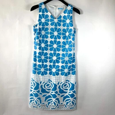 Платье J. Mclaughlin размер 2 Ocala без рукавов геометрический цветочный кружевной оверлей опрятное - Изображение 1 из 4