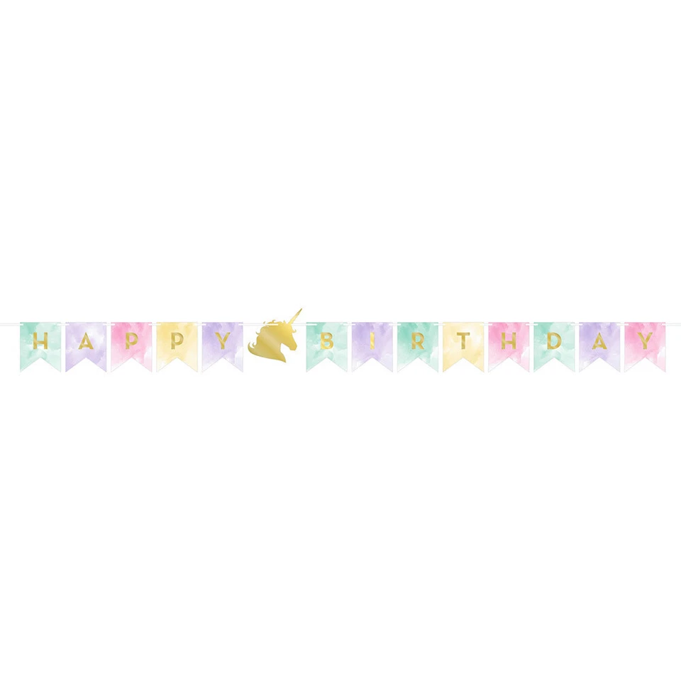 Unicorn Sparkle Party Supplies Pennant Shaped Banner Birthday Decoration - Image 1 of 1