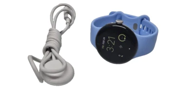 Google Pixel Watch 2 41mm Wi-Fi Silver Case and Dial Small Blue Band - Image 1 of 4