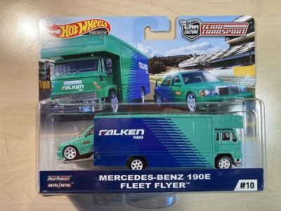 Hot Wheels Team Transport Falken Mercedes-Benz 190E + Fleet Flyer on Real Riders Foto 1 de 4