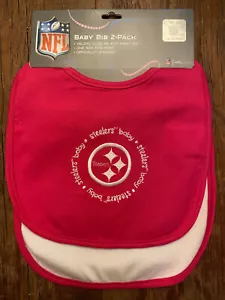 New NFL Football Team Logo 2 PACK Pink Bibs Pittsburgh Steelers Girl - Picture 1 of 3