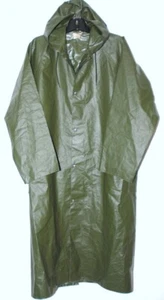 Vintage Franzeisische Polizei PVC Regenmantel + Kapuze Regen Jacke 50-52/M-L - Bild 1 von 4