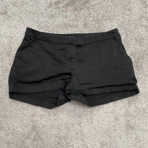 H&M Chino Shorts Womens 10 Black Mid Rise Cotton Stretch Casual Pockets 32x2.5 - Picture 1 of 12
