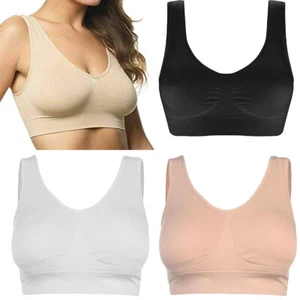  Womens Ladies Sports Sleep Comfort Bras Full Cup Non-Wired Seamless Soft 1 Pack - Picture 1 of 7