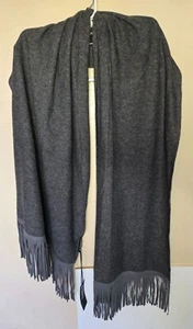 Bufanda de berilo 100 % cachemir con flecos de cuero genuino 80 x 24 hecha en EE. UU. - Imagen 1 de 8