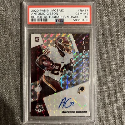 2020 Panini Mosaic Prizm Antonio Gibson RC Rookie AUTO Redskins PSA 10 GEM MINT - Image 1 of 3