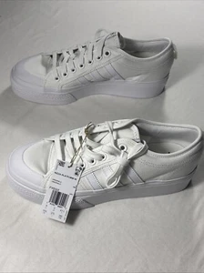 Size 10.5 - adidas Nizza Platform Triple White W - Picture 1 of 7